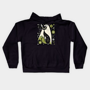 Mid Century Modern CAT Lively Linoprints Kids Hoodie